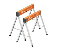 BORA Cavalletto da lavoro per sega, confezione da 2 pezzi, pieghevole, resistente, coppia di cavalletti con gambe regolabili, per appaltatori, banco da lavoro portatile, PM-3330T, arancione