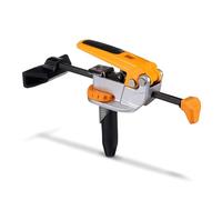 BORA Morsetto per cani in linea con regolazione automatica con piolo diviso, base girevole a 360°, spessore morsetto 75 mm, forza di serraggio 11-250 kg, asta di spinta in acciaio temprato, adatto per