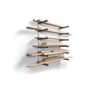 Bora Organizzatore in legno e scaffale in metallo con supporto a parete a 6 livelli - uso interno ed esterno, bianco e grigio - PBR-0620