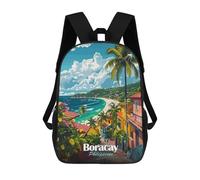 Boracay Philippines Tropical Island View Zaino Scolastico Zaino Per Bambini Borsa Scolastica Di Grande Capacità Zaino Per Bambini Per La Scuola Zaino 3D Borsa Per Libri Regali Per Bambini 17inch