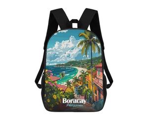 Boracay Philippines Tropical Island View Zaino Scolastico Zaino Per Bambini Borsa Scolastica Di Grande Capacità Zaino Per Bambini Per La Scuola Zaino 3D Borsa Per Libri Regali Per Bambini 17inch
