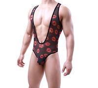 Borat Mankini, costume da bagno con perizoma, costume da bagno, bikini per uomo, bretelle, slip gay stretch, traspirante, comodo, erotico, sottile, biancheria intima da uomo, R nero., M