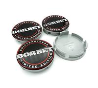 Borbet - 4 coprimozzi originali da 56 mm, colore: Nero/Rosso