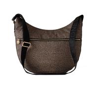 Borbonese - Borsa Luna a Tracolla con Stampa Naturale/Nera - - Bags - Donna - Nero - ONE SIZE
