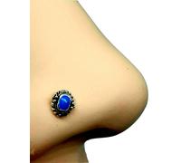 Borchia naso Bali smalto blu indiano 22 g (0,6 mm) argento 925 curl curd vite...