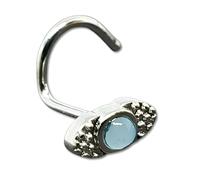 Borchia Naso Blu Angelite Occhio Piercing Corpo Acciaio 316L Curl Gioielli