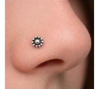 Borchia naso fiore 11 perline 22 g (0,6 mm) argento sterling 925 L gioielli p...