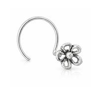 Borchia naso fiore 5 mm 22 g (0,6 mm) argento 925 curva arricciacapelli post ...