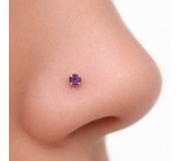 Borchia naso oro ametista 9 ct 2 mm artiglio set pietra preziosa L borchia pi...
