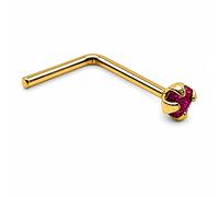 Borchia naso oro topazio rosa 9k 9ct 1,5mm gemma 22g (0,6mm) argento 925 spil...