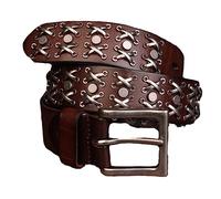 Borchiato Heavy Metal Style Belt Handmade del Cuoio Genuino Rock Style Cintura Uomo Pelle Bovina Retro Tactical Belt Jeans Cintura, Caff, 110 cm