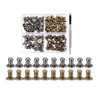 Borchie a testa tonda da 4 mm, 7 mm, 8 mm, per pelle, metallo, viti e borchie per abbigliamento, scarpe, cintura, borsa, decorazione, finitura nera