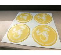 BORCHIE COPRIMOZZI 3D RESINA X 4 PZ 50 mm ABARTH GIALLO FIAT 500 PANDA SS BRAVO