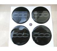 BORCHIE COPRIMOZZI ADESIVO STICKER 3D X4 PZ 60 mm ABARTH FIAT NUOVA 500 SS NERO