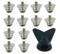 Borchie da calcio di ricambio con punta in metallo, 12 pezzi, vite da 5 mm, in nylon e plastica, per stivali multi-terreno, supporto stabile per scarpe da rugby (13 mm)