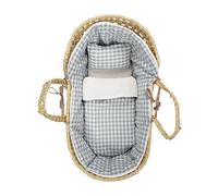 Borda y más Culla di Vimini per Bambola + Veste - Mosè per Bambola + Veste - Comprende: Materasso, Cuscino, Rivestimento e copriletto - Vichi - Handmade - Nenel (Grigio)