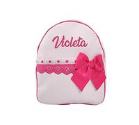 Borda y más Zaino o zainetto per bambini personalizzato con il nome ricamato. Helena (Rosa/Fucsia)