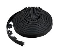 Relaxdays Bordatura per Aiuola e Prato, Bordo per Giardino da 30 m, Sponda in Plastica Flessibile, con Ancoraggi, Nero