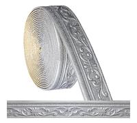 Bordatura autoadesiva, 10 m x 8 cm x 5 mm, modanature in stucco 3D, autoadesive, impermeabili, listelli, autoadesive, per angoli linee, soffitto, colore grigio argento