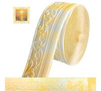 Bordatura autoadesiva 3D in stucco da parete, 10 m x 8 cm x 5 mm, modanature decorative autoadesive, impermeabili, listelli autoadesivi, per angoli linee, soffitti decorativi, colore bianco giallastro