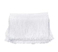 Bordatura Con Fringe, 20 cm x 10 m, Nastro Decorativo in Seta per Cucito, Fai Da Te, Vestiti, Lingerie, Costumi, Tende - Bianco