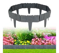 Bordatura per prato 20 pcs, bordo per prato in plastica effetto pietra, antracite bordo per prato 5 m,barriera da giardino fissa in plastica per bordo erba prato (20, grigio)