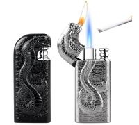 BORDEAG 2 Pezzi Accendino A Doppia Fiamma, Accendino A Torcia Al Butano, Accendino A Doppia Fiamma, Accendino A Doppia Fiamma Antivento (Gas Non Incluso)