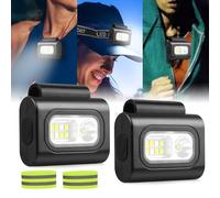 BORDEAG 2 Pezzi Lampada Frontale LED Ricaricabile con Clip Magnetica COB LED 6 Modalità di Illuminazione Impermeabile con Bracciale Riflettente per Corsa Jogging Campeggio Escursionismo