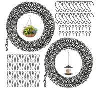 BORDEAG 2 Pezzi Metallo Catena Sospesa, Catene Da Appendere Da 500 CM, Appesa Pianta Catena, Catena per Appendere Di Fioriere, Catena Sospesa per Fioriere Con 20 Ganci, 40 Clip, 20 Ganci a Vite