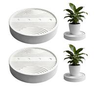 BORDEAG 2 Pezzi Sottovaso con Ruote, Portavasi con Ruote, Rotondo Vaso Plastica per Piante, Supporto per Piante Rotondo ø 28 cm, Supports à Fleurs pour Grands pots, plantes d'intérieur et d'extérieur