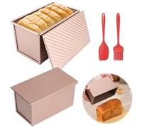 BORDEAG 2 Pezzi Stampo Per Pane Con Coperchio, Stampi Per Pane Con Coperchio, Stampo Per Toast Anti-Adesivo In Acciaio Al Carbonio Stampaggio Pane Pane Pain Box Per Toast Torte Pasticceria