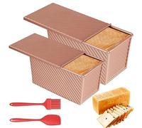 BORDEAG 2 Pezzi Stampo Per Pane Con Coperchio, Teglia Da Forno Per Torte, Dolci, Cottura E Grigliate