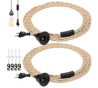 Bordeag 2 sospensioni vintage con spina E27 lampada a sospensioni con spina vintage cavo da 4,5 m corda di canapa kit fai da te