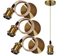 BORDEAG 3 lampade a sospensione vintage, E27, vintage, attacco E27, con cavo da 100 cm, portalampada vintage, per plafoniera, soggiorno