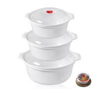 BORDEAG 3 pezzi di stoviglie per microonde, contenitori salvafreschezza con coperchio, piatti a microonde con coperchio, ciotola per microonde da 3 l, contenitori utilizzabili come dispensa, adatti