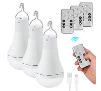BORDEAG 3 Pezzi Lampadina Ricaricabile Usb, 12w Lampadina Con Telecomando, Lampadina Con Batteria Lampadina Led Dimmerabile Luce Di Orientabile Portatile Per Esterno E Casa