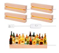 BORDEAG 4 Pcs LED Luci Display Base, Base a LED, Basi per Esposizione con Luci a LED, Base Rettangolare con LED per Lastra, per Lastra Resina Acrilica Vetro Cristallo