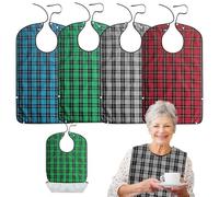 BORDEAG 4 Pezzi Bavaglio per Adulti, Bavaglino Adulti, Bavaglino Impermeabile, Bavaglini per Anziani, Lavabile e Riutilizzabile, per Adultiper Adulti Anziani e Persone Disabile e Pazienti