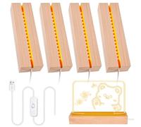 BORDEAG 4 Pezzi LED Luci Display Base, Base Per Display Con Luci A LED, Base Rettangolare Con LED, Per 5 Mm Spessore Piastra Acrilica Piastra Cristallo Vetro Piatto, Home Decor San Valentino