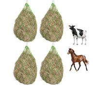 Bordeag 4 pezzi rete da fieno per cavalli, Heusack per cavalli, rete da fieno a maglia stretta, dimensioni 5 x 5 cm, capacità circa 10 kg, sacco di mangime con anelli per alimentazione adatta alla