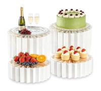 BORDEAG 4 supporti per buffet, 10 cm, 20 cm, pieghevoli per torte a buffet, in cartone, pieghevoli, con piastra in PVC, per matrimoni, feste, decorazioni