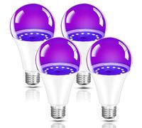 BORDEAG 4pcs Lampadina UV LED 9W Luce Nera Lampada E27 LED Ultravioletto 385-400nm Viola Per Halloween Natale Fluorescente Pittura Corporale
