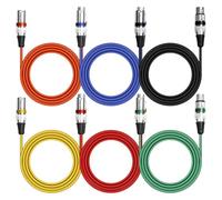 BORDEAG 6 Pezzi Cavo XLR Bilanciato, Cavo Microfono XLR 2 m, Cavo Dmx, Cavi DMX Per Luci, Cavo Per Illuminazione Scenica Cavo Da Spina XLR a 3 Pin a Presa Per Microfoni Cavo XLR Cavo per Microfono