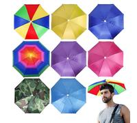 BORDEAG 8 cappelli per ombrello, testa ombrello, 55 cm, cappello per ombrello, cappello da pioggia, pesca a mano, pieghevole, impermeabile, per la pesca e la spiaggia, Multicolore