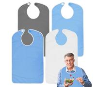 BORDEAG Bavaglio per Adulti 4 Pezzi, Bavaglino Lavabile, Protezione per Abiti per Uomini Donne Anziani e Disabili