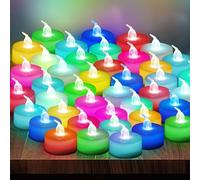 BORDEAG Candele a LED, 48 pezzi Candele a LED Senza Fiamma, Candele Elettriche, Lumini LED, Luci Tealight 7 Colori per Matrimoni Feste Natale Pasqua Come Luce D'atmosfera