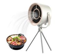 BORDEAG Cappa aspirante portatile, con treppiede, mini cappa aspirante a 3 velocità, cappuccio da desktop range, ventilatore da cucina per campeggio, barbecue, viaggio (bianco crema)