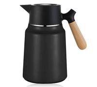 Bordeag Caraffa Termica 1.5L Caraffa Termica Per Il Caffè Caraffa Termica Per Caffè Thermos Per Caffè A Doppia Parete Brocca Isolante Thermos In Acciaio Inox Con Manico In Legno Per Caffè, Latte, Tè