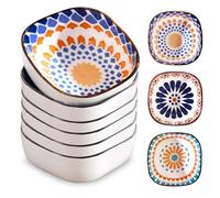 BORDEAG Ciotole in Ceramica, Set di 6 Ciotole Quadrate per Salsa, Aperitivo e Sushi, Multicolore, Bohémien, 200 ml