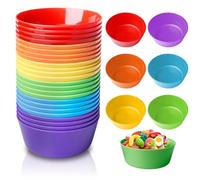 BORDEAG Ciotole In Plastica,24 Pezzi 6 Colori 370 Ml Colazione In Plastica Riutilizzabile,Ciotole Per Cereali Riutilizzabili,Ciotole Cucina In Plastica Per Casa,Giardino,Picnic,Zuppe,Cereali,Insalata